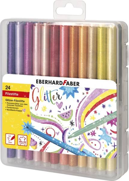 EBERHARD FABER Glitter-Fasermaler, 24er Kunststoffbox