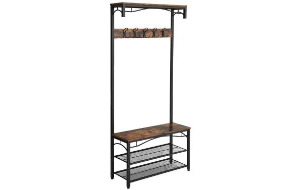 VASAGLE Garderobenständer mit Schuhablagen 178.5 cm, Braun/Schwarz