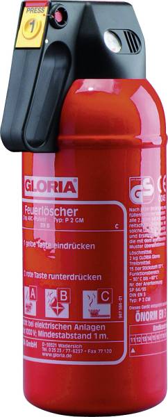 Auto-Feuerlöscher Gloria P 2 GM 2 kg mit Manometer