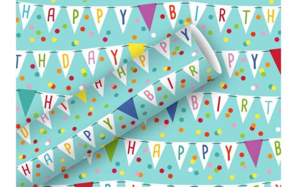 Braun + Company Geschenkpapier Wimpel, Türkis