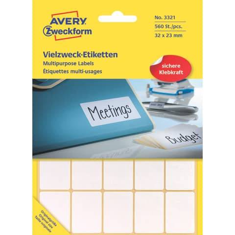 AVERY ZW. Zweckform Vielzweck-Etiketten, 32 x 23 mm, weiß, FP