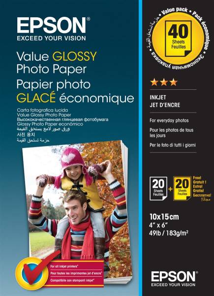 Value Photo Paper 10x15cm InkJet 183g 2x20 Blatt EPSON S400044