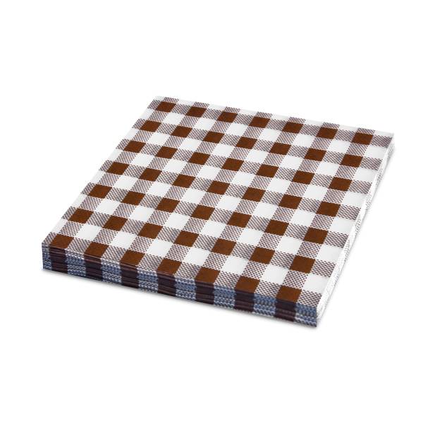 Serviette 1-lagig Karo braun 33 x 33 cm – 100 Stück