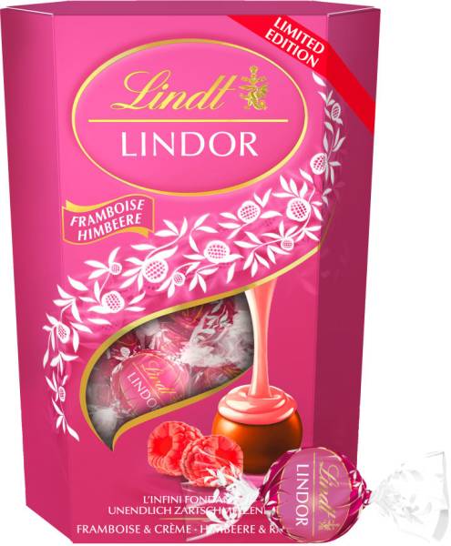 LINDT Lindor Kugeln 472633 Himbeere & Rahm 200g