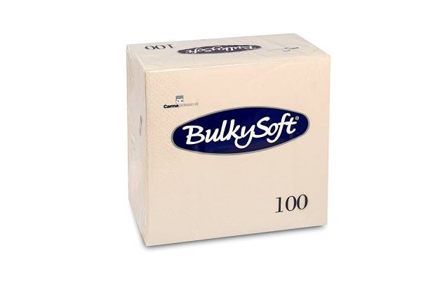 Servietten Bulkysoft, 3-lagig, 1/4 Falz, champagner, 40x40cm - Karton à 10 Pack / Pack à 100 Serviet