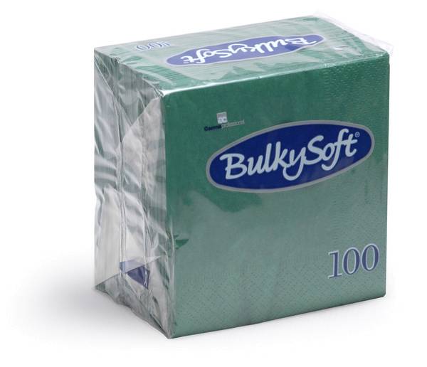 Servietten Bulkysoft 3-lagig, 1/4 Falz tannengrün 40x40cm -1000 Stück
