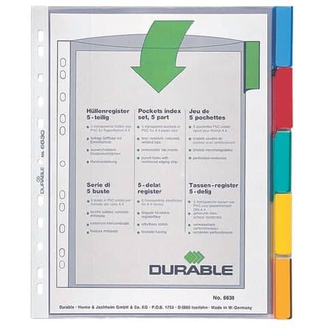 DURABLE Hüllenregister, A4, 5-teilig, 1 – 5, transparent