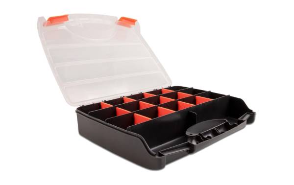 Delock Sortimentskasten Orange / Schwarz 17 Fächer