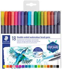 STAEDTLER Doppel-Fasermaler mit Pinselspitze, 36er Etui