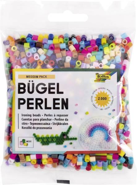 folia Bügelperlen, farbig sortiert, 2.000 Stück, Beutel