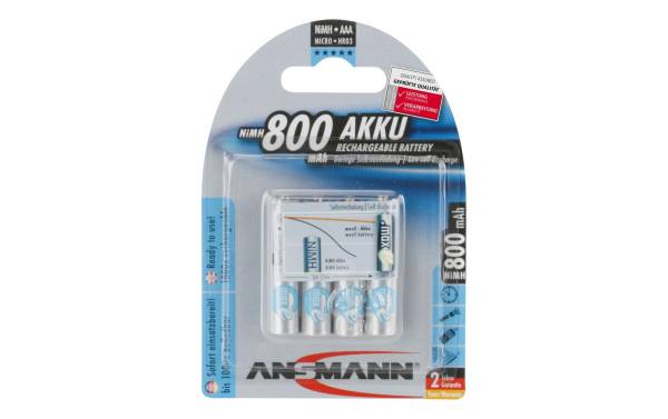 ANSMANN NiMH Akku maxE, Micro (AAA) 800 mAh, 4er Blister