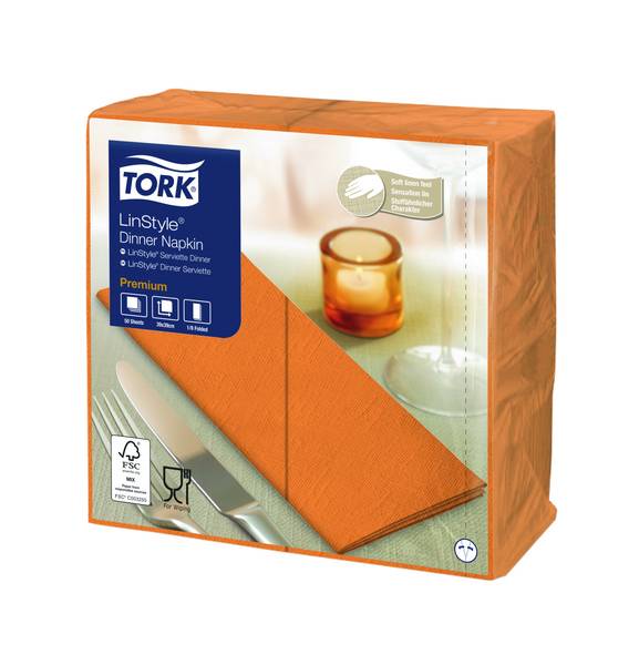 TORK-478162 LinStyle Premium Dinnerservietten Orange 1/8-Falz –