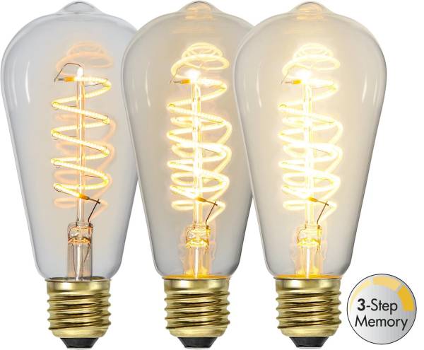 LED Leuchtmittel E27 ST64 Decoled Spiral Clear 3-step memory