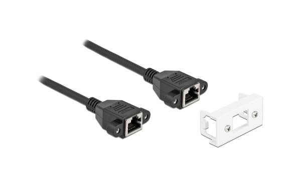 Delock Patchkabel für Easy 45 Modul Cat 6A, S/FTP, 1 m, Schwarz