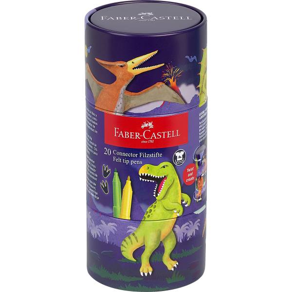 FABER-CASTELL Faserschreiber Connector Dino 155546 20 Farben