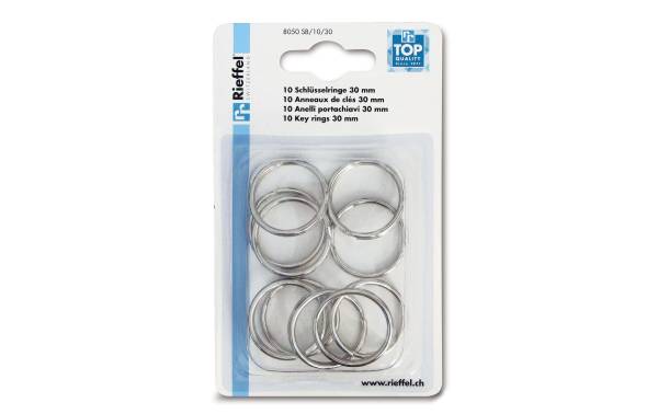 Robert Rieffel Schlüsselring 30 mm, 10 Stück, Silber