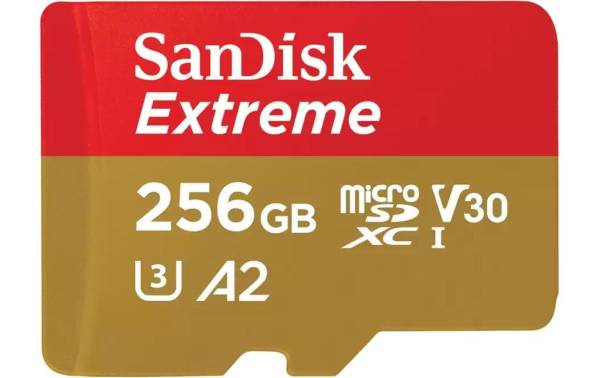 SanDisk microSDXC Card Extreme 256GB Lesen 190MB/s, Schr. 130MB/s, inkl. Adapter