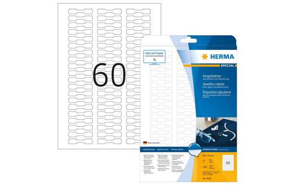HERMA Ringetiketten SPECIAL, 49 x 10 mm, weiß