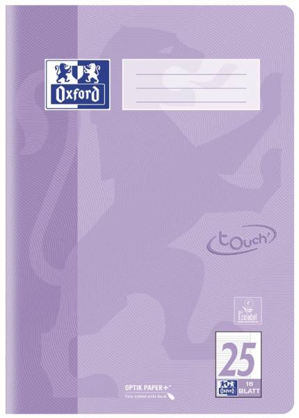 Oxford Schulheft Touch Pastell, DIN A4, Lineatur 27, koralle