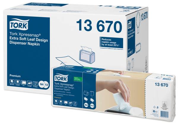 TORK-13670 Xpressnap Extra Soft Blätterdesign Weisse Spenderserviette – N4
