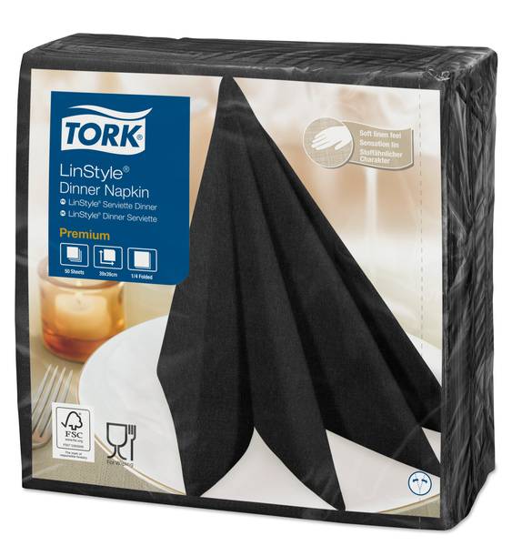 TORK-478726 Premium LinStyle Dinnerservietten Schwarz –