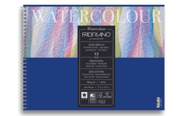 Fabriano Aquarellblock Spiralbuch 24 x 32 cm, 12 Blatt