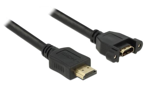 Delock Kabel HDMI – HDMI, 0.5m 4K/30Hz, zum Einbau, verschraubbar