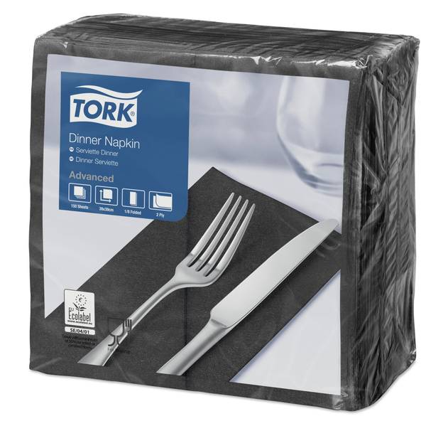 TORK-470404 schwarze Dinnerservietten 1/8 gefaltet –