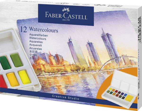 FABER-CASTELL Aquarellfarbe in Näpfchen, 12er Etui