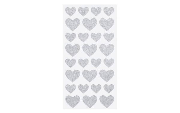 HobbyFun Glitzersticker Herzen silber