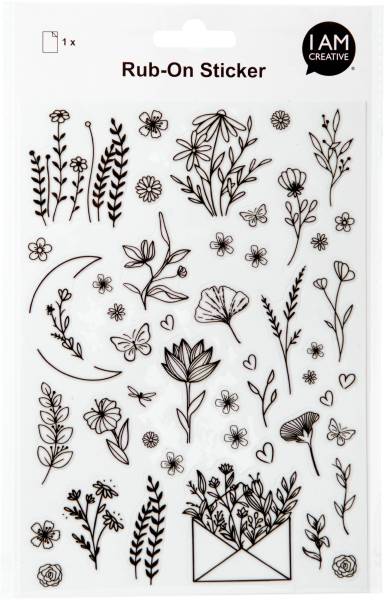 I AM CREATIVE Rub on Sticker A5 4010.58 Blumen