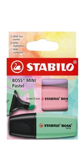 STABILO Textmarker BOSS MINI Pastel, 3er Kartonetui