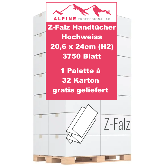 Palette Z-Falz 3750 Blatt 2-lagig Hochweiss H2