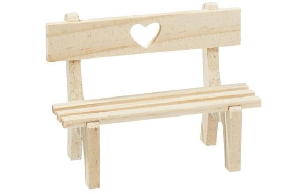HobbyFun Mini-Utensilien Holzbank mit Herz, Natur