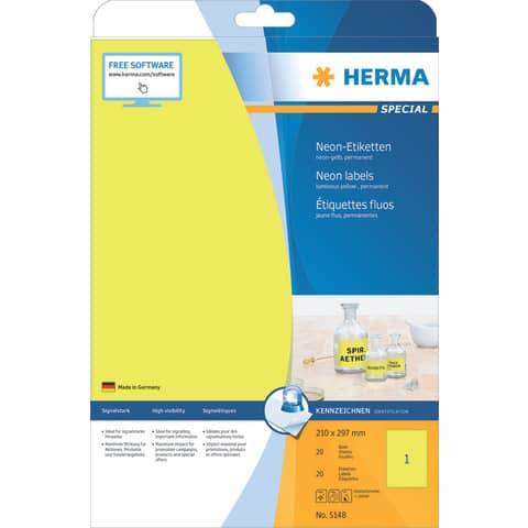 HERMA Universal-Etiketten SPECIAL, 210 x 297 mm, neon-gelb