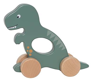 JABADABADO Dino aus Holz mit Rädern C2557 grün 19x5x16cm