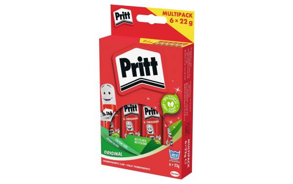 Pritt Klebestift 6 x 22g im Multi-Pack, lösemittelfrei
