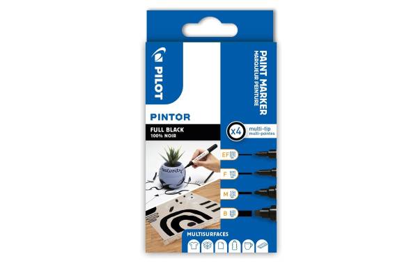 PILOT Pigmentmarker PINTOR, medium, 4er Set "BLACK"
