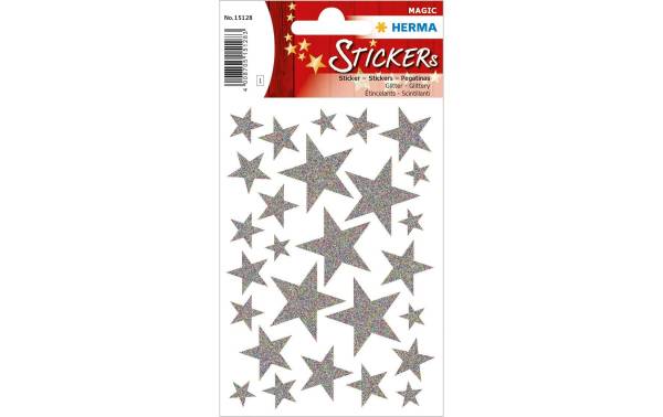 Sticker Sterne silber 27 Stück /1 Blatt HERMA 15128