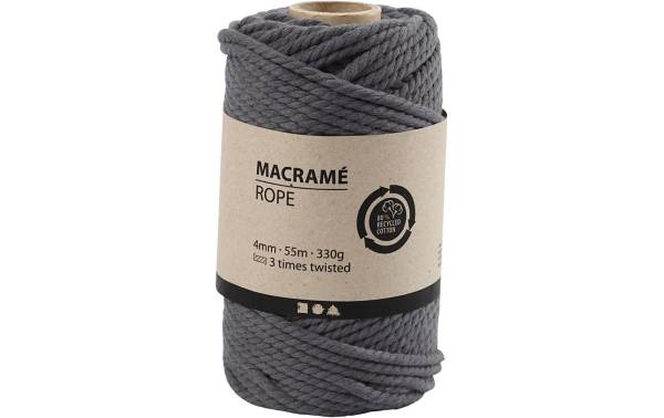 Creativ Company Baumwollgarn Makramee Rope 330 g, Grau