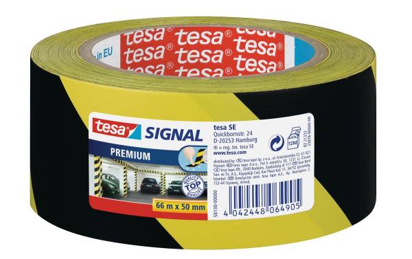tesa Signal Markierungs- und Warnklebeband Premium, gelb/
