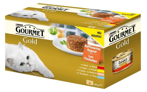 Purina Nassfutter Gourmet Gold Raffiniertes Ragout, 4 x 85 g