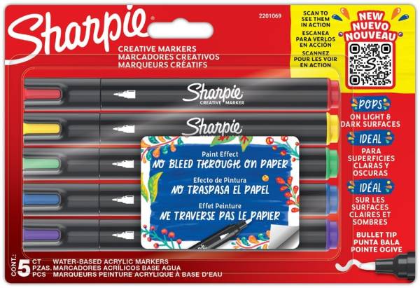 Sharpie Kreativmarker ACRYLIC, Rundspitze, 2er Blister