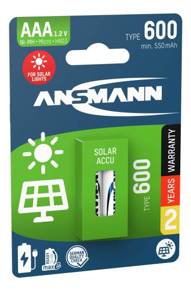 Solar NiMH Akku Micro AAA Typ 600 (min. 550 mAh) maxE