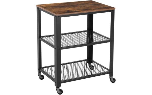 VASAGLE Bartrolley mit Rollen, Metall / Holz, Schwarz