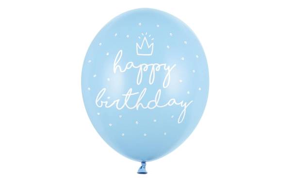 Partydeco Luftballon Happy Birthday Pastellblau Ø 30 cm, 6 Stück