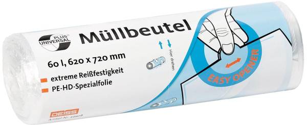 100x DEISS® 49902 UNIVERSAL PLUS Müllbeutel 30 L