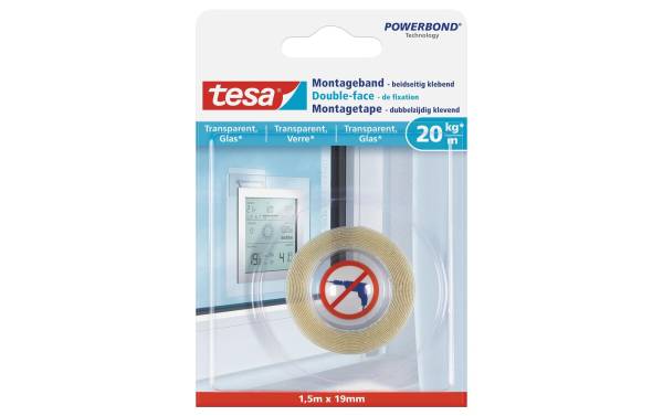 tesa Powerbond Montageband für Glas, 19 mm x 1,5 m