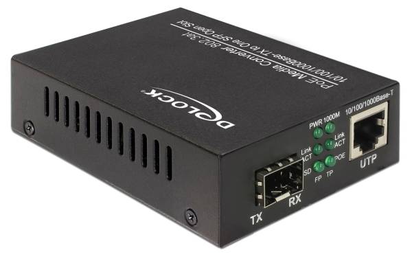 Delock Medienkonverter SFP – RJ45 1Gbps mit PoE+