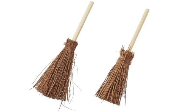 HobbyFun Mini-Utensilien Besen 7 cm, 2 Stück, Braun